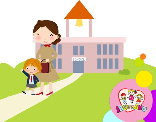 Ilustrasi : Orangtua mengantarkan anak ke sekolah.