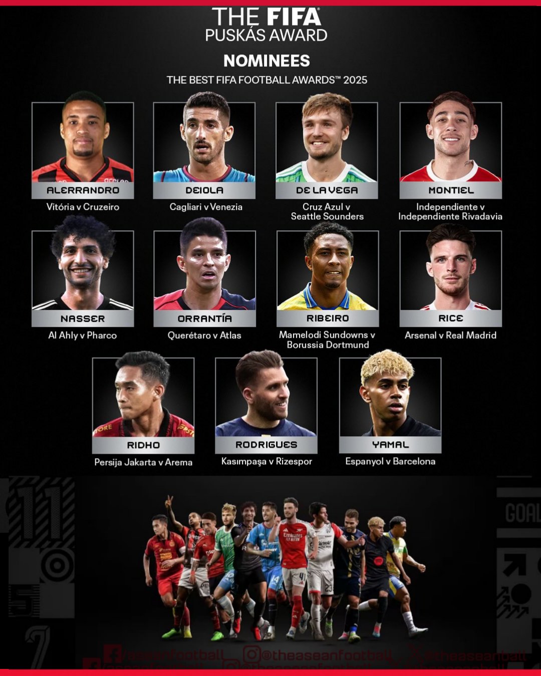 Gol voli jarak jauh Rizky Ridho (Persija Jakarta) vs Arema FC pada 23 Maret 2025 di GBK – satu dari 11 nominasi FIFA Puskás Award 2025, menjadikannya pemain Indonesia pertama yang masuk daftar gol terindah dunia versi FIFA.